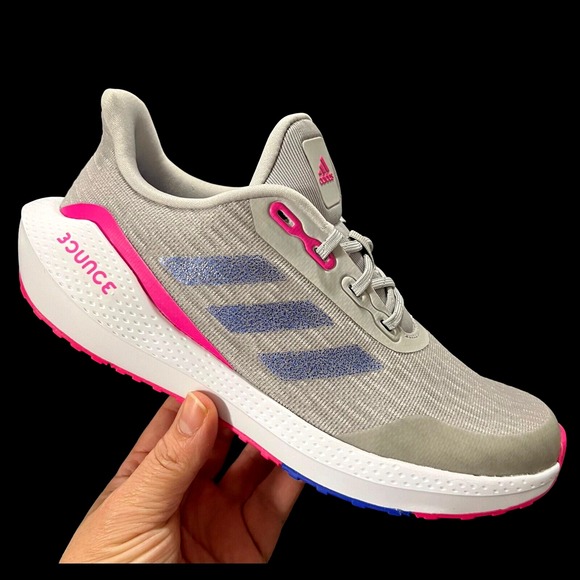 Adidas EQ21 Youth Girls Running Shoes Size 5/ Women's Size 7 Gray Pink Blue - Picture 2 of 12